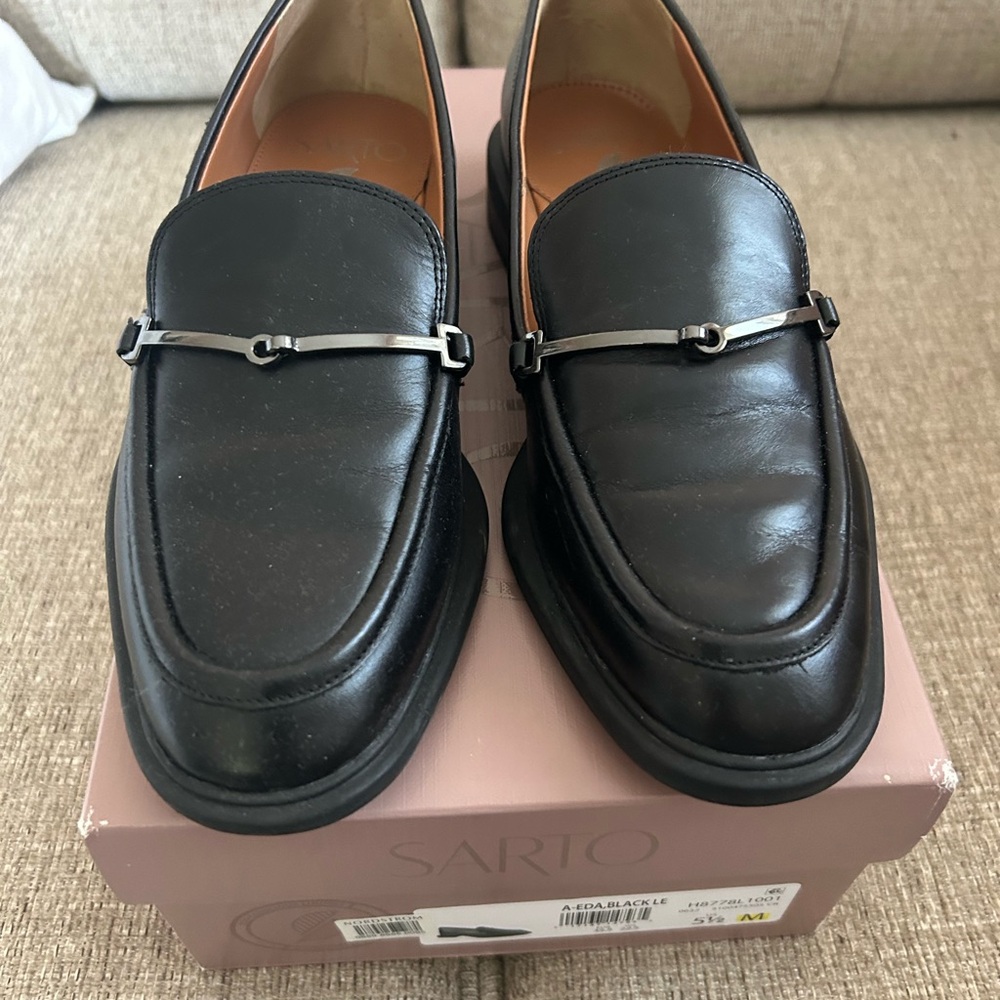SARTO By Franco Sarto Black Leather Loafers